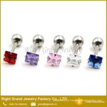 Tamanho personalizado quadrado de aço inoxidável Zircon cúbico Tragus brincos Studs